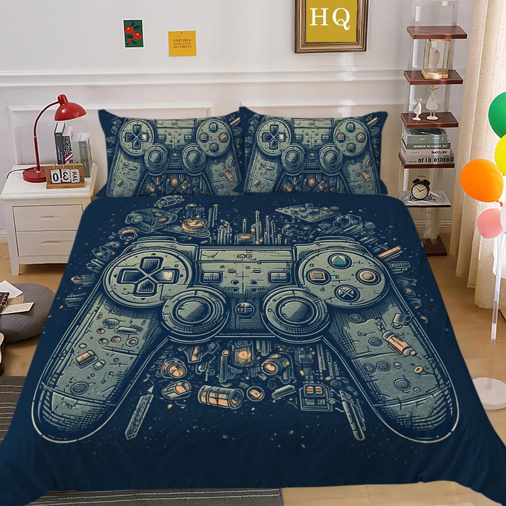 Set da letto 3D con stampa di console di gioco per la casa, moda ragazzo, copriletto taglia singola, set copripiumino, poliestere, tessili per la casa