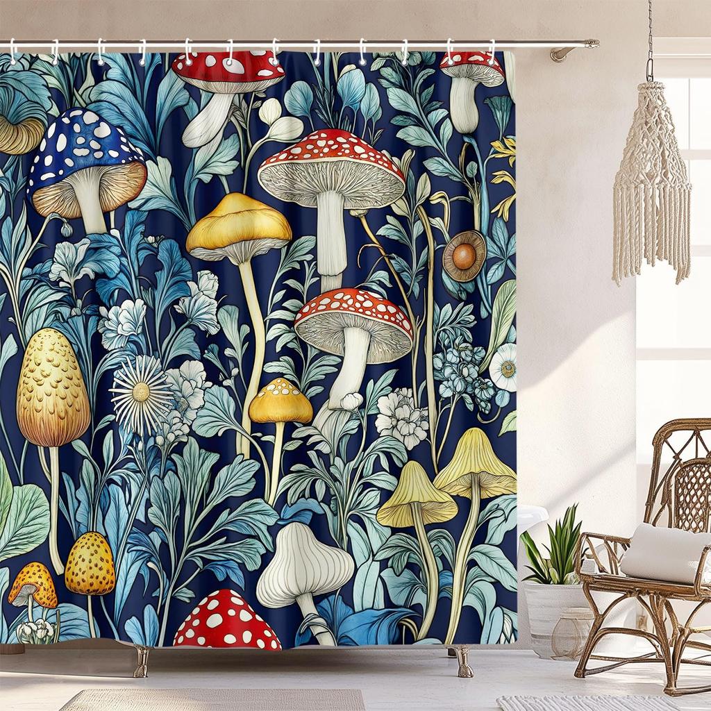 Vintage Boho Shower Curtain Black and Gold Floral Bathroom Aesthetic Decorative, Funny Rustic Bee Daisy Flowers Witchy Eclecti