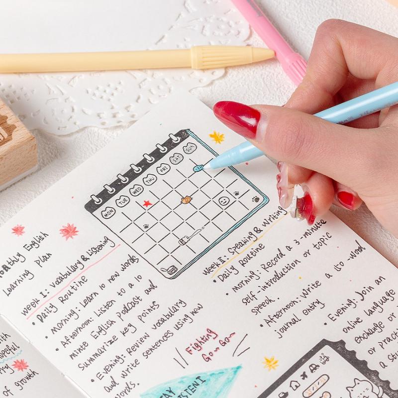 Office School Supplies Memo Cat Box Wooden Handbook Seal Retro Cat Schedule Plan Beech Wood Seal Daily Memo Seal Assorted Stamp