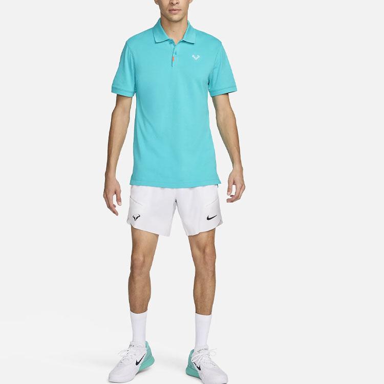 Nike Rafa Logo Embroidered Comfortable Casual Short Sleeve Polo Shirt Men Polo Shirts Sky-Blue DD8532-345