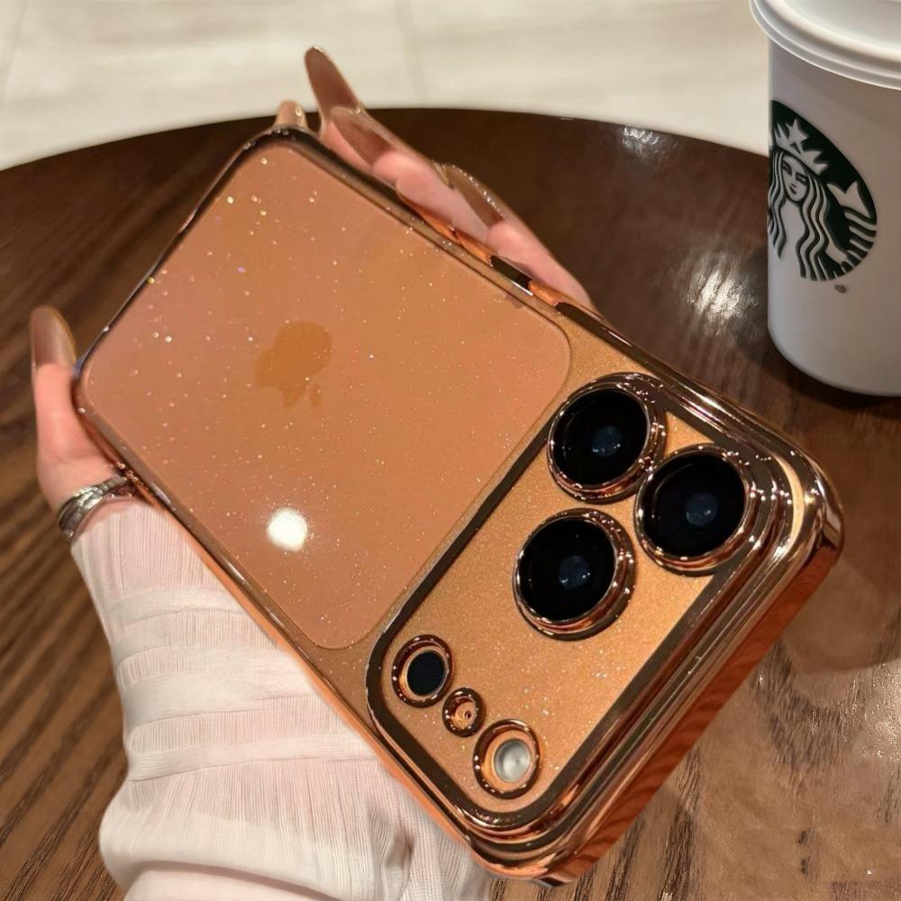 Transparent Glitter Phone Case For For Iphone 17 16 1 14 13 Pro Max 17Pro Air Pating Bumper Lens Protection Clear Back Cover