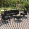 Vidaxl 6-Cz. Set da Giardino, Cuscini, Rattan Nero PE