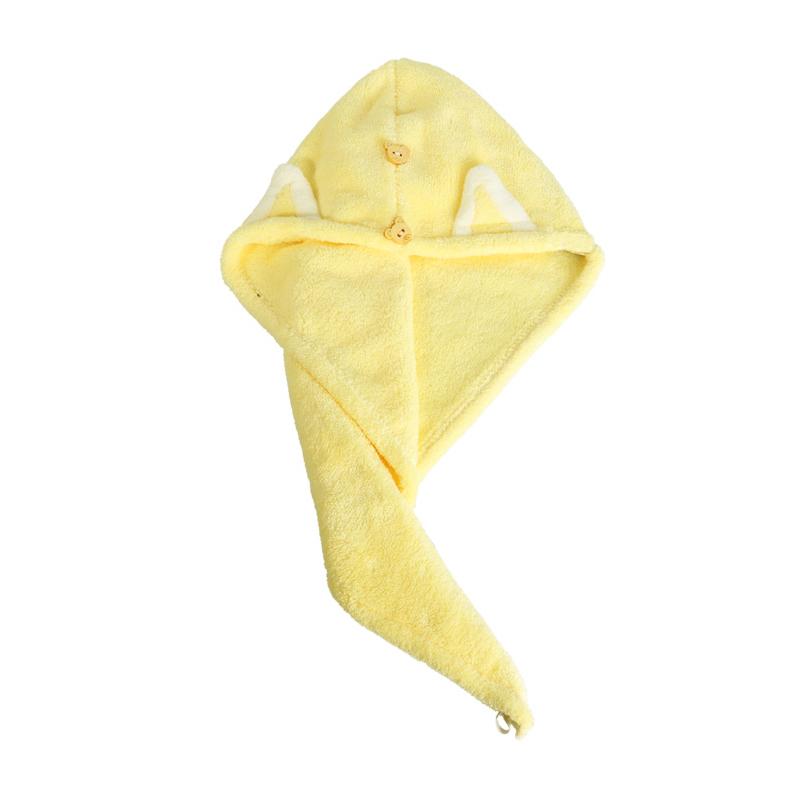 Quick Dry Hair Towels Women And Child Cute Cat  Ear Super Absorption Thicker Microfiber Turban Towels With Bear Buttons