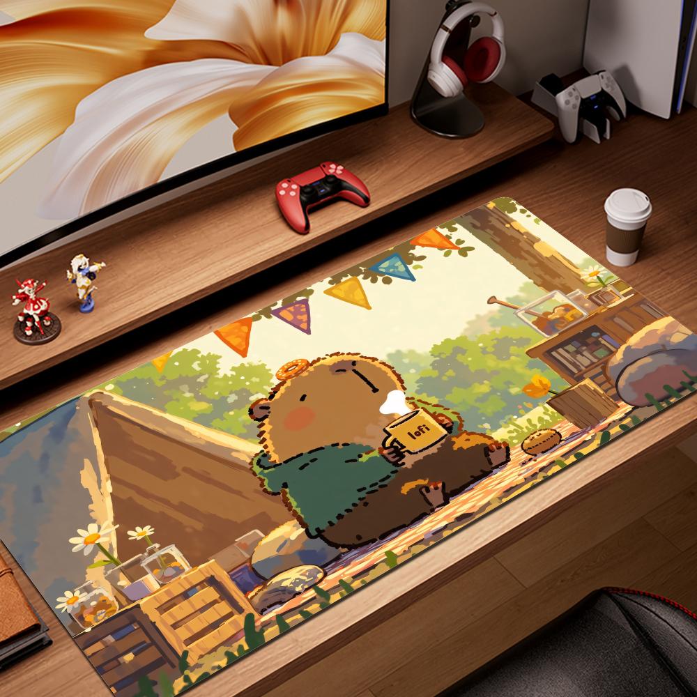 HYBXAXC Cartoon CUTE Capybara Mouse Pad Non-slip Desk Mat PC Laptop Accessories Rubber Office Keyboard Large Gamers Decoracion