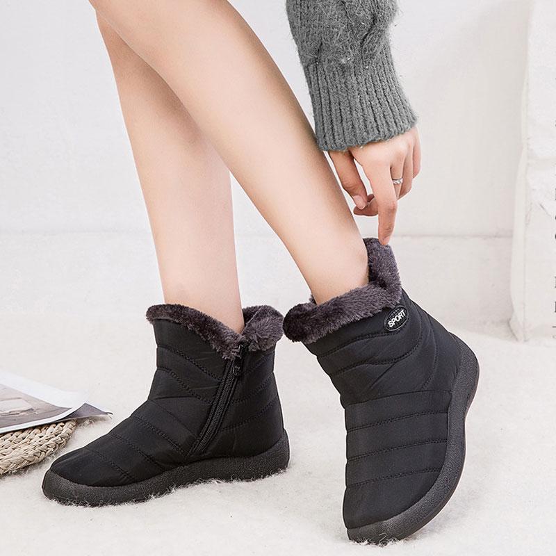 Women Winter Waterproof Anti Slip Ankle Boots Warm Fur Comfortable Snow ...
