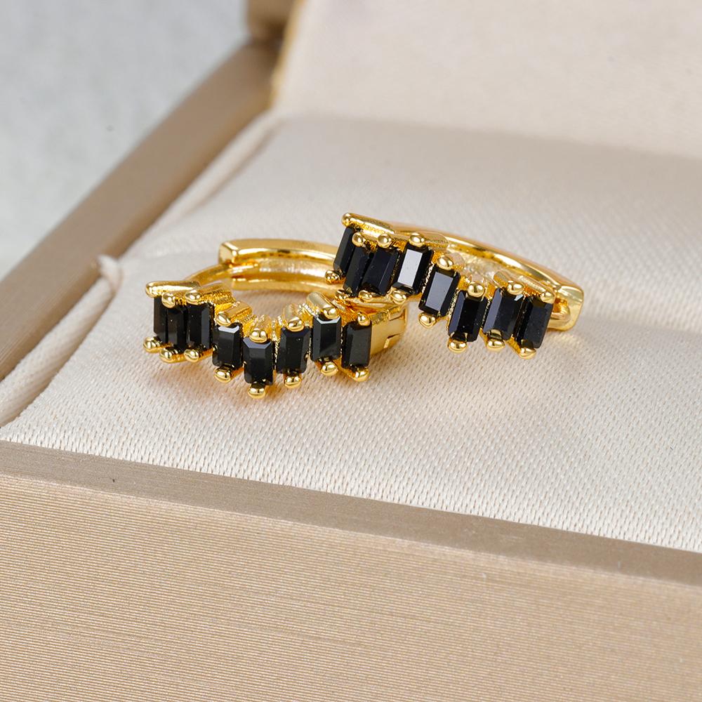 Trendy Gold Plated Round Huggie Hoop Earrings for Women Stainless Steel Colorful Zirocn Piercing Earrings  Fashion Jewelry