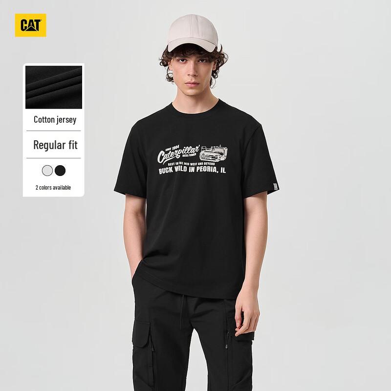CAT Men s Retro Workwear Loose Fit Printed Cotton Short Sleeve T-Shirt M