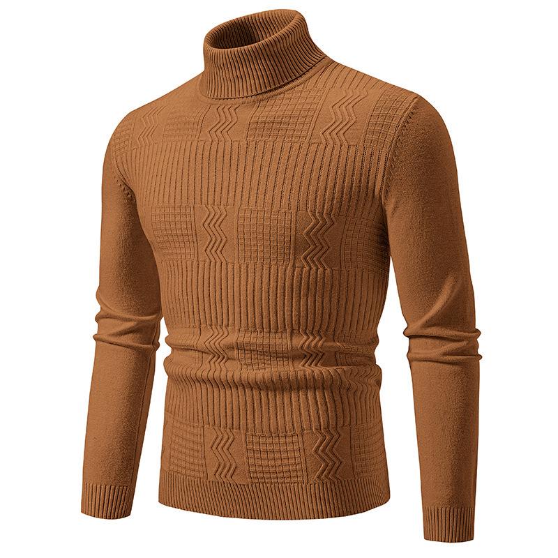 Herentrui met Hoge Hals, Casual Gebreide Pullover - Modecollectie Herfst/Winter 2025, Grote Maten Breigoed