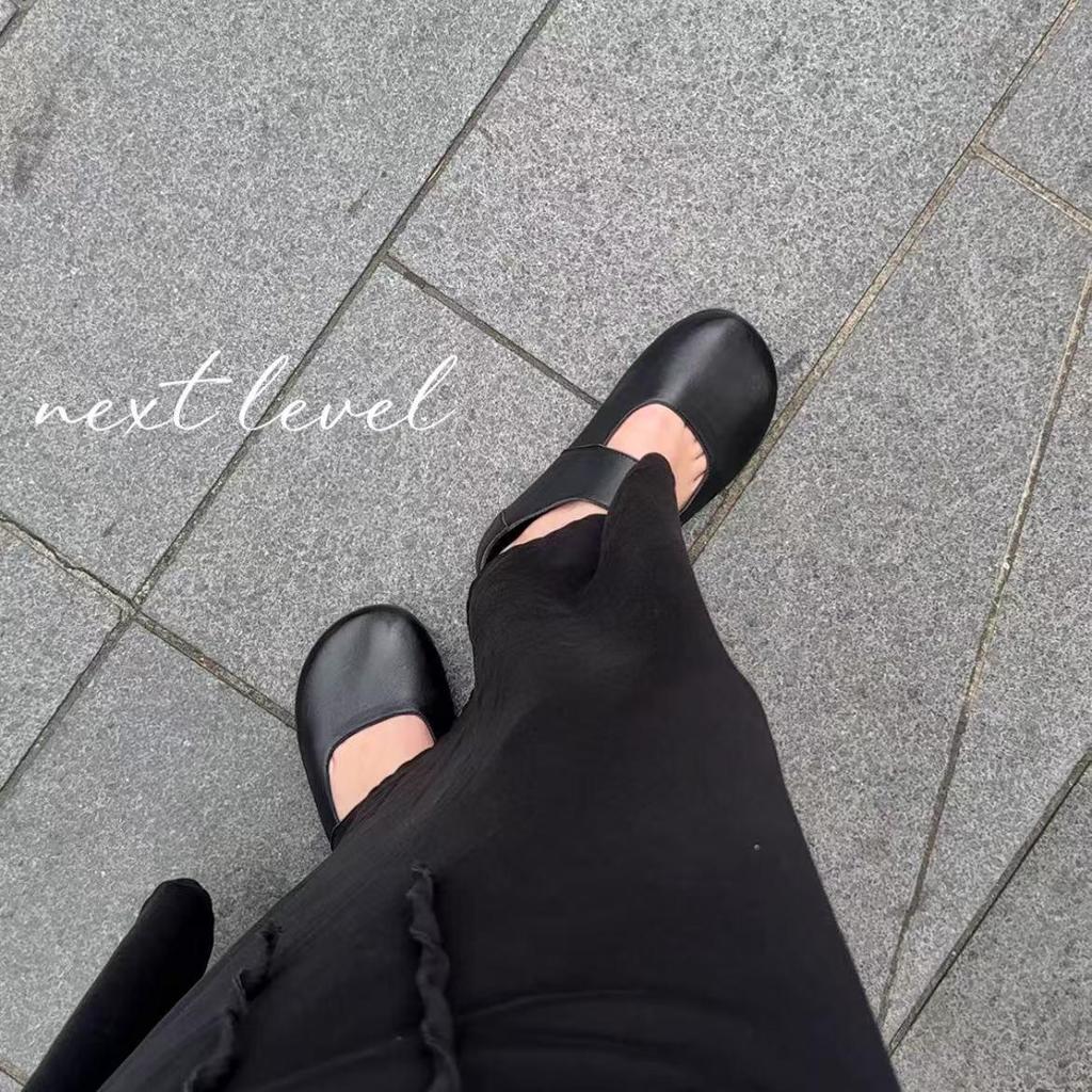 Soft Leather Version~ Thick-soled Bag Head and Half Slippers, Simple Retro Boken Slippers, One Pedal, Casual Cool Slippers for Women