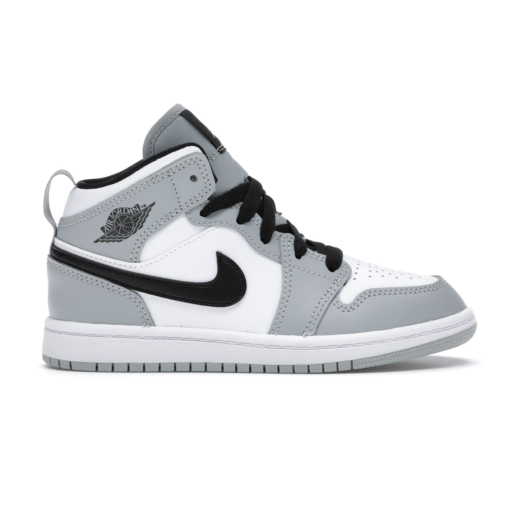 

Детские кроссовки Air Jordan 1 Mid PS Light Smoke Grey Black White 640734-092