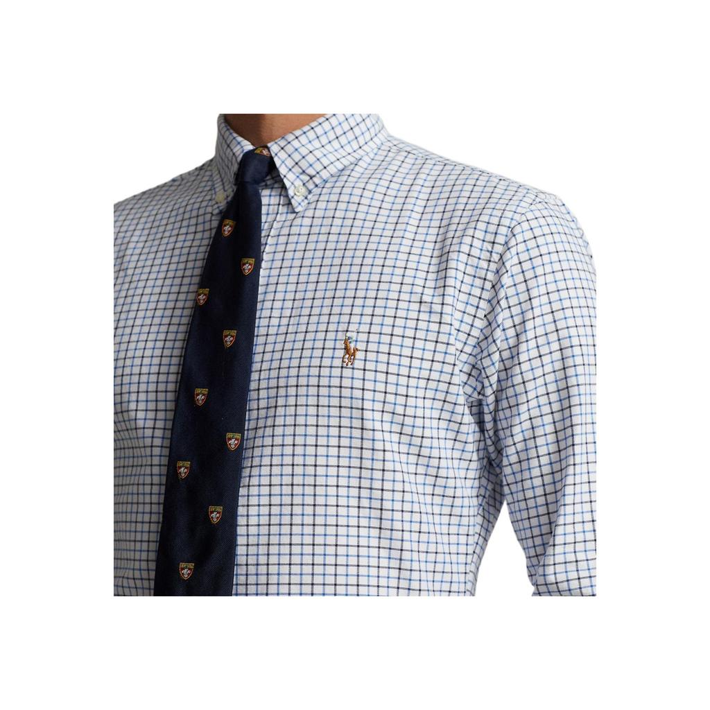 Polo Ralph Lauren Plaid Pony Logo Embroidered Oxford Long Sleeve Shirt Men Shirts Blue Black 710758901-012