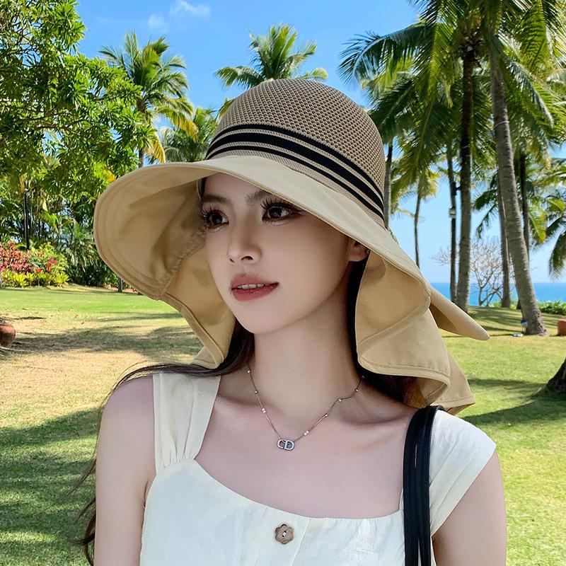 New extended brim mesh top cap women's spring and summer big head circumference fashion versatile sunshade outdoor travel sunscreen cap