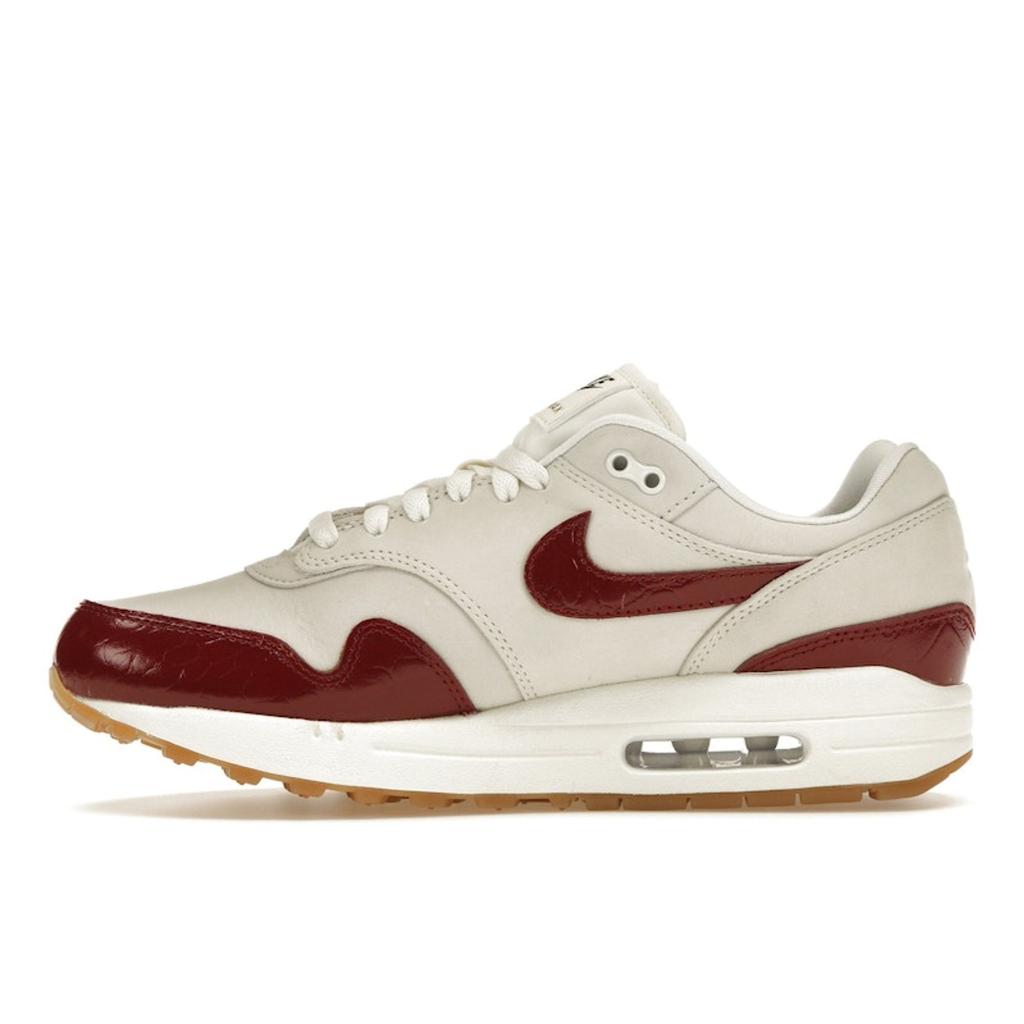 Nike Air Max 1 LX Team Red Croc Women Sneakers Cream Sail Gum-Light-Brown FJ3169-100