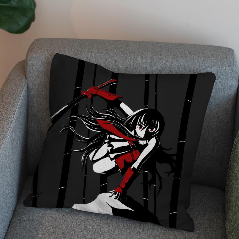 Anime AAkame Ga Kill Pillow Case For Car Sofa Decorative Home Doublesided Print Plush Square Throw Pillow Cushion Cover
