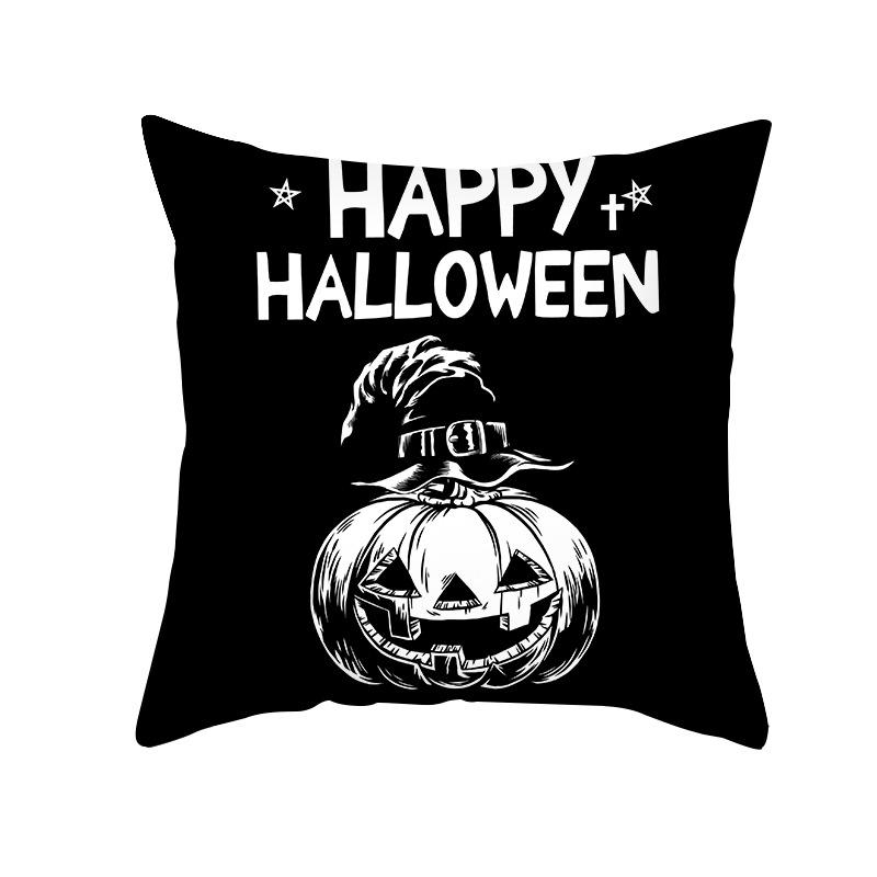 New Nordic Halloween Throw Pillow Cover Black Letter Print Sofa Cushion Cover Cushion Cover Home
