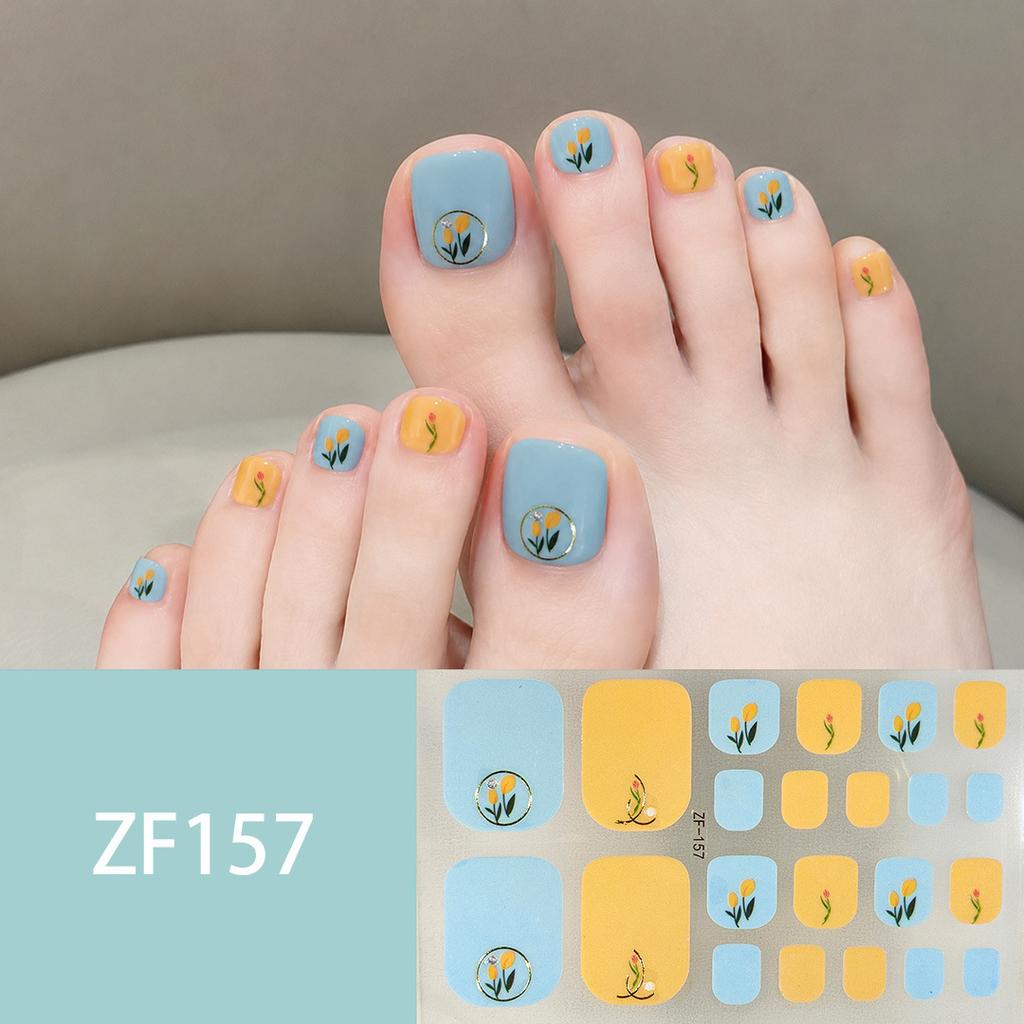 Waterproof Long Lasting ZF 3D Faux Rhinestone Stereo Pattern Full Cover Finished Toe Nail Stickers, Skin Brightening Toenail Decals