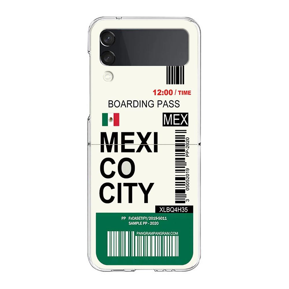 Phone Case For Samsung Galaxy Z Flip 3 4 5 Hard Folding PC World City Travel Ticket New York Label For Samsung Z Flip 6 Cover