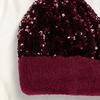 Women Knitting Hat Plush Ball Decor Shiny Sequins Decor Brimless Hat Winter Warm Furry Bucket Hat Headwear