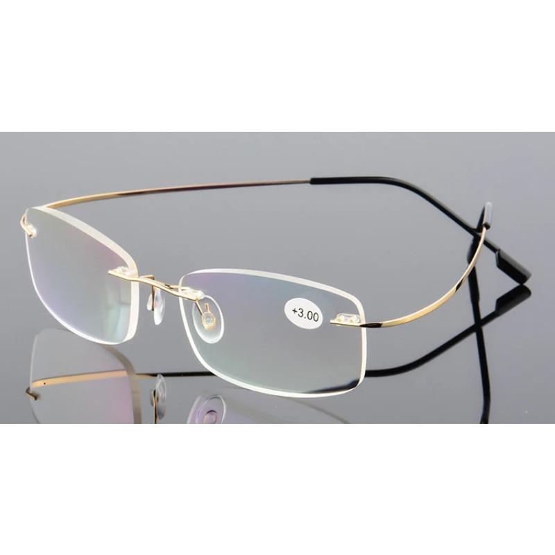 Ultraleichte TR90 Memory Titan Randlose Lesebrille Damen Altersweitsichtbrille