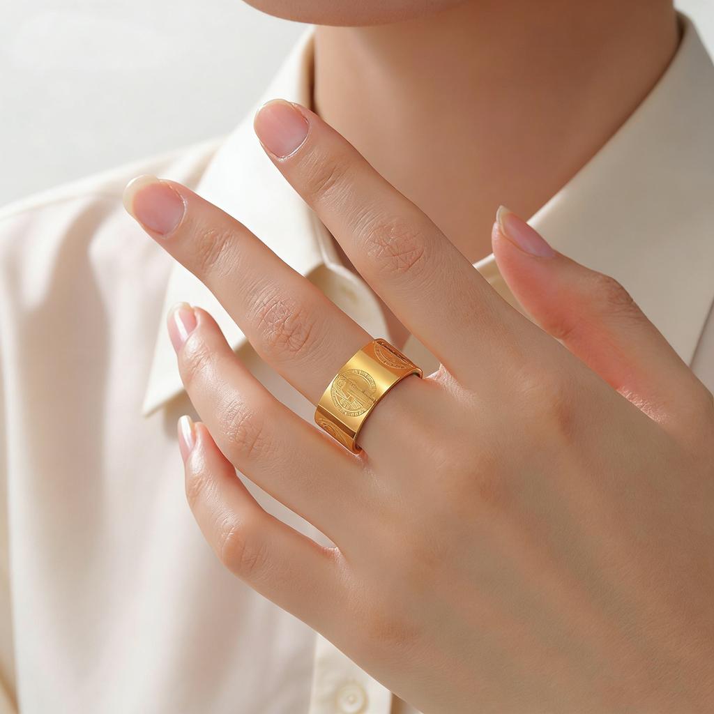 LIKGREAT Stainless Steel Saint Benedict Ring For Women Men Catholic Christian Amulet Punk Jewelry Valentine's Day Gift Wholesale