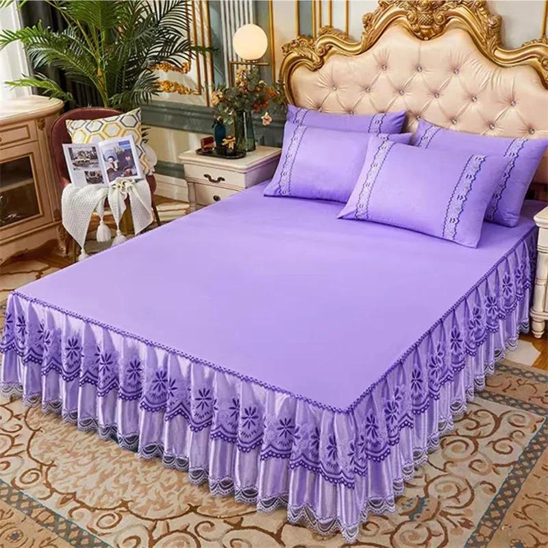 Lace Princess Bedspread Bed Skirt Style Dustproof Decorative Bedspread Big Heming 1.5/1.8/2m Mattress Anti Slip Protective Cover