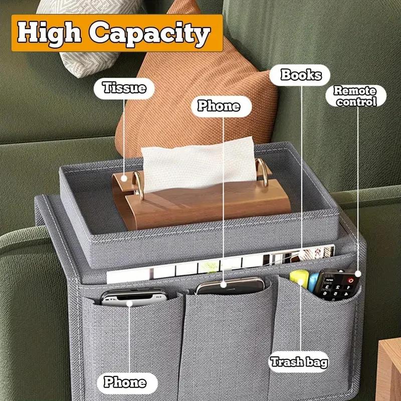 2pcs Sofa Armrest Organizer 5 Pockets Couch Armchair Caddy Remote Control Holder Armchair Couch Bag for Snacks Glasses Magazines