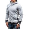 Autumn Winter Men Hoodie Slant Zipper Contrast Color Patchwork Pullover Thick Slim Fit Hooded Sweatshirt Streetwear