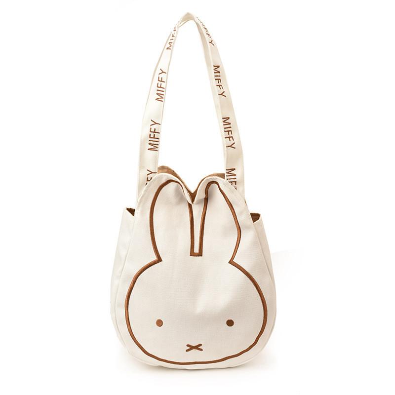 White Miffy Bunny Tote Bag With Print And Magnetic Closure For Urban Style