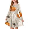 Girls' Summer Princess Dress Halloween Day- Long Sleeve A-Line T-Shirt Dress