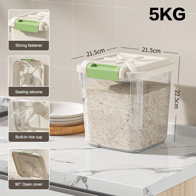 5/10/15Kg Rice Container Rice Storage Box Sealed Cereal Dispenser Insect Proof Pet Food Container Kitchen Organizer