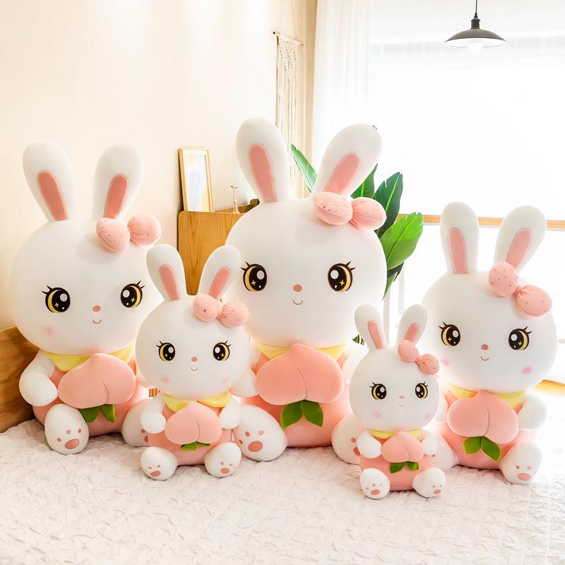 Cute Little White Rabbit Plush Toy Peach Rabbit Cloth Doll Rabbit Doll Throw Pillow Doll Birthday Gift