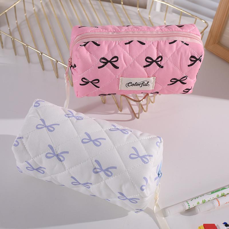 Girls Cosmetic Bag With Simple Butterfly Knot Style Made Of Durable Polyester