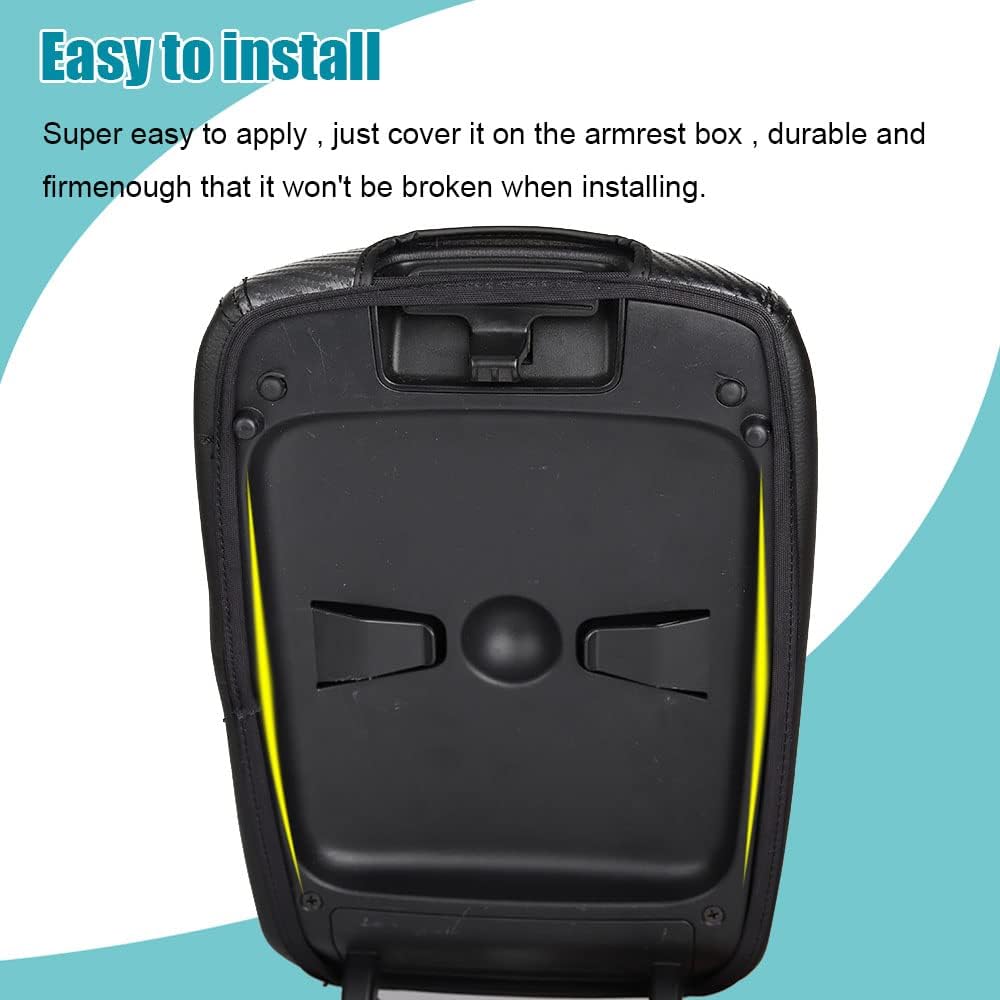 LEXLEY Center Console Pad Armrest Box Cover Waterproof Anti-Scratch Leather Protector Covers For Kia 2016- Sorento-Black Stitches