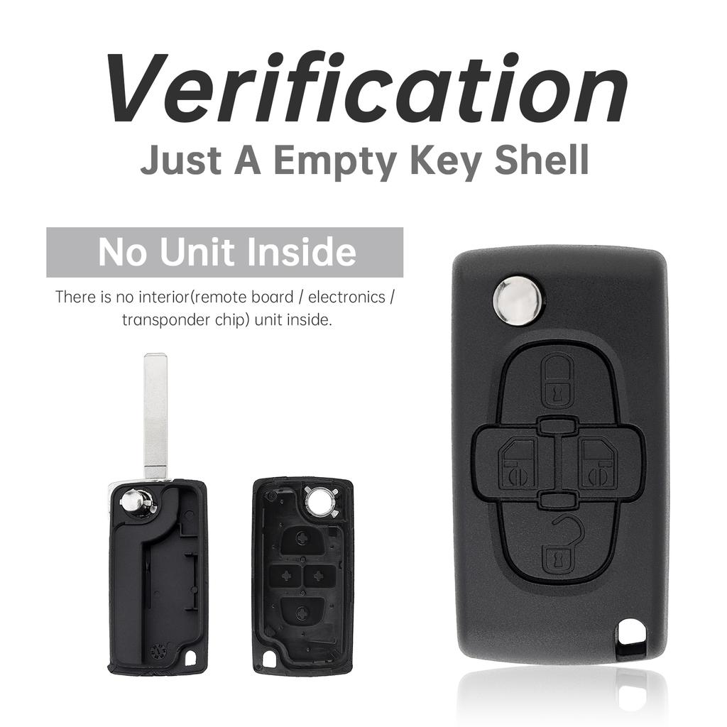 4 Button Flip Key Fob Shell Case Replacement Wear Resistant for 207-407 Citroen C1-C4 with Key Chain Screwdriver Tools