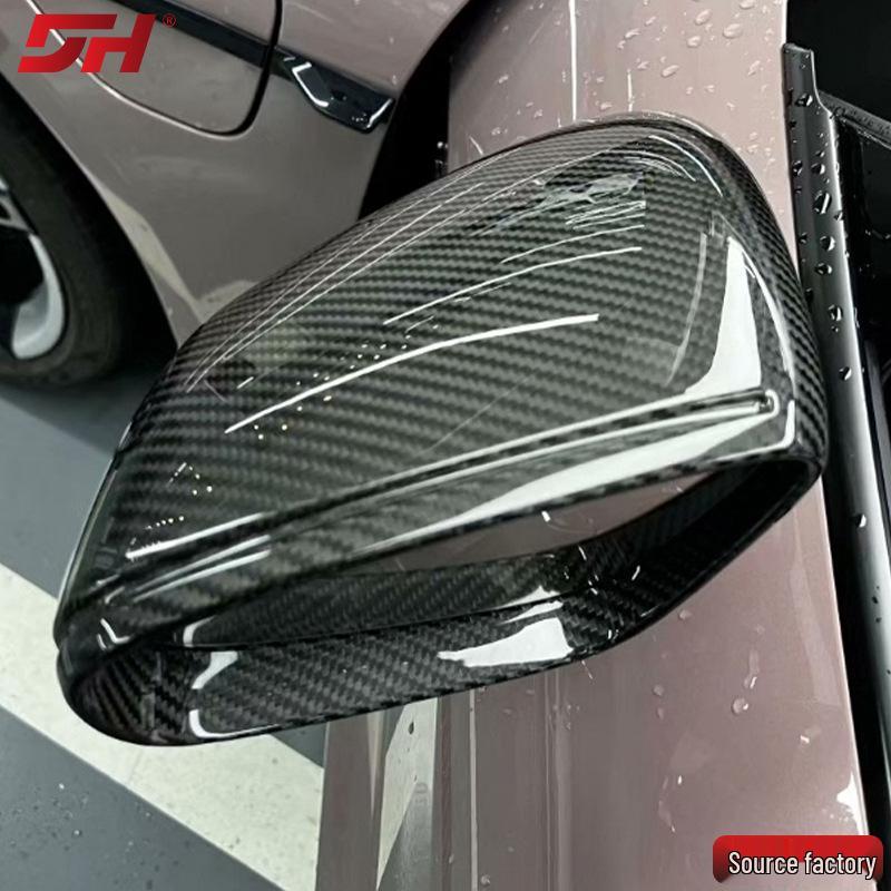 Dry Carbon Fiber Side Mirror Covers for Porsche Taycan 2020-2025, Easy Install