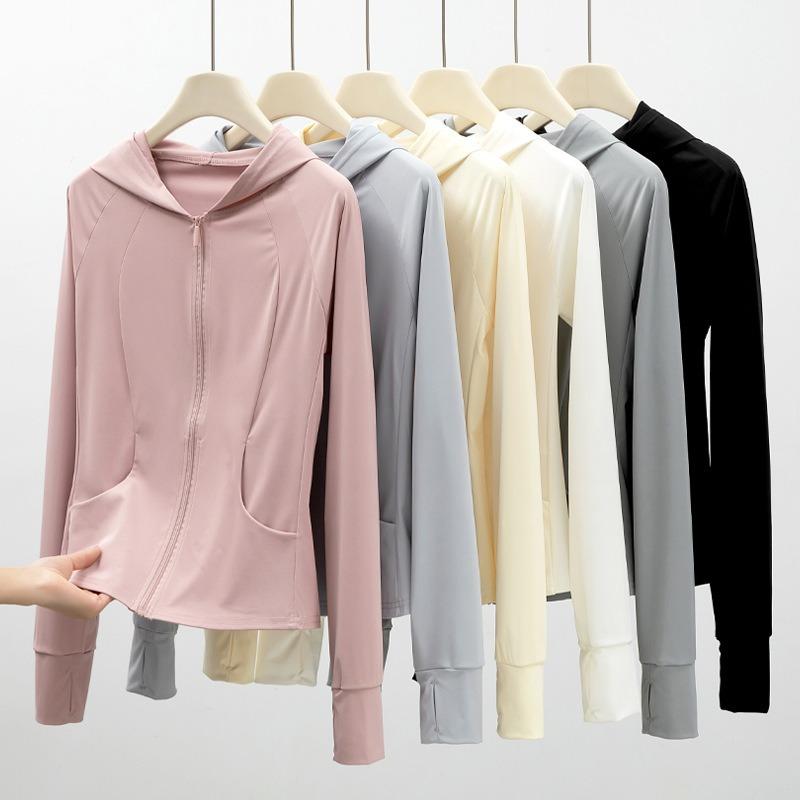 Womens Pocket Design Hooded Lightweight Uv Protection Outdoor Sun Blocking Skin Jacket