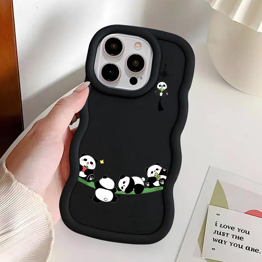 Case for iPhone XR 12 13 16 Pro Max 11 17 Air 15 Plus 14 8 Soft Phone Cover Cartoon Cute Panda