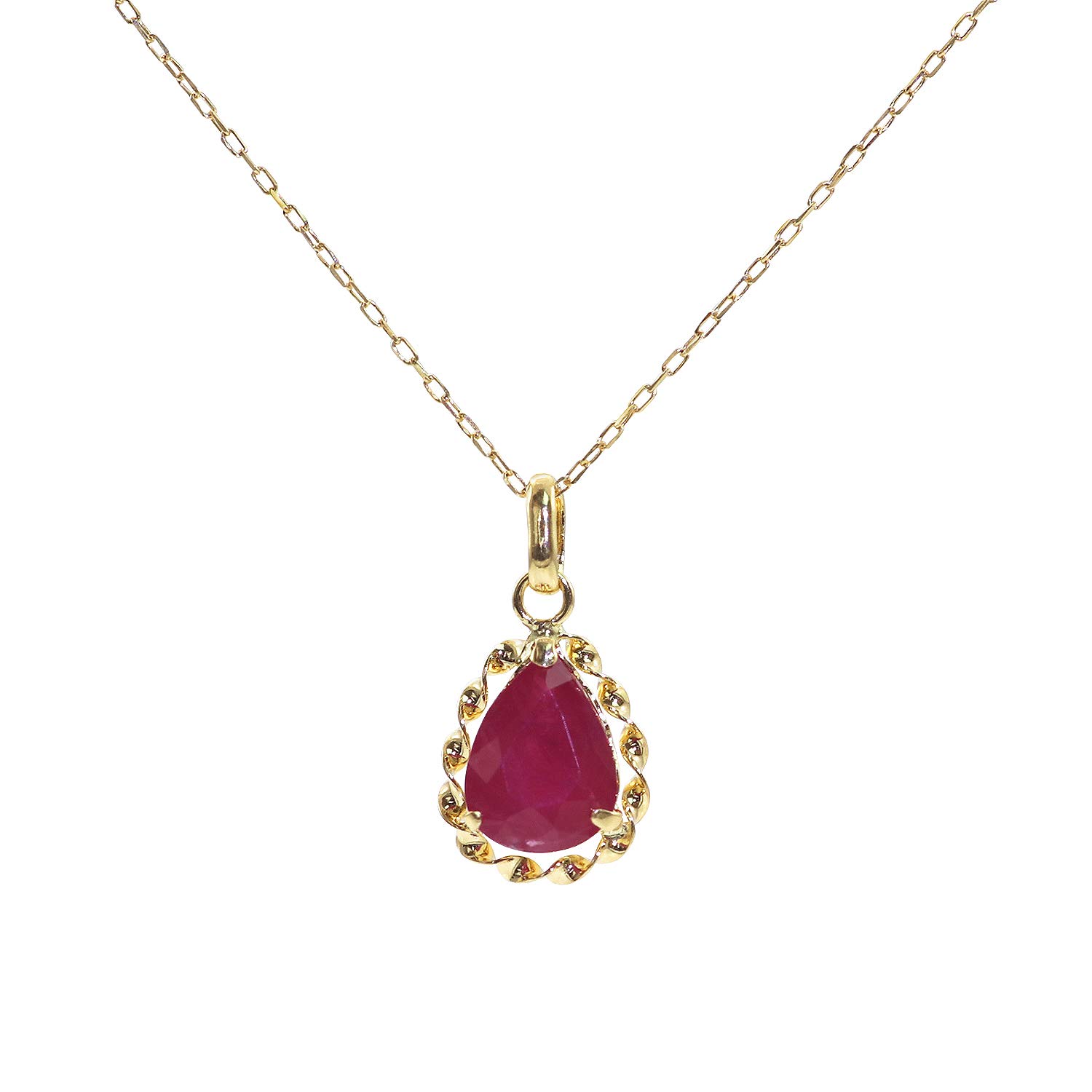

18K Ruby Necklace K18 Single Yellow Gold 18K Drop Shape Drop [Barzaz] Women s червоний
