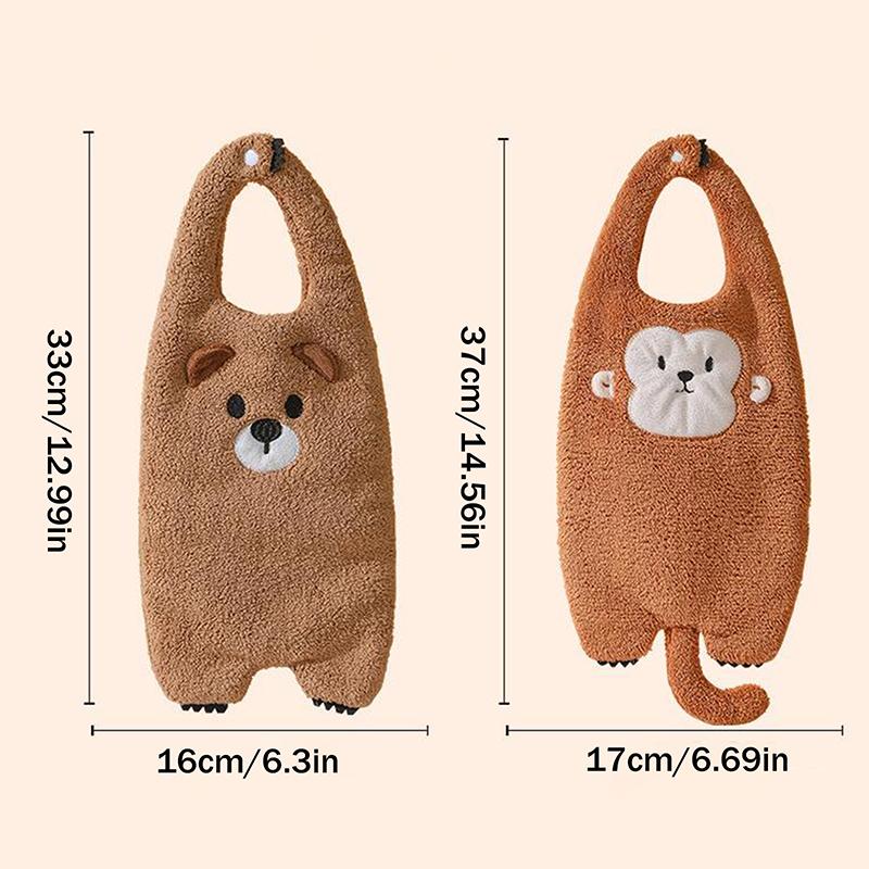 Coral Velvet Towel Cute Hanging Type Cartoon Kitchen Bathroom Absorbent Quick Drying Hand Towel