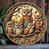 Vintage Inspired 2D Flat Antique Owl Iron Sign Wall Art Vibrant Family Decor