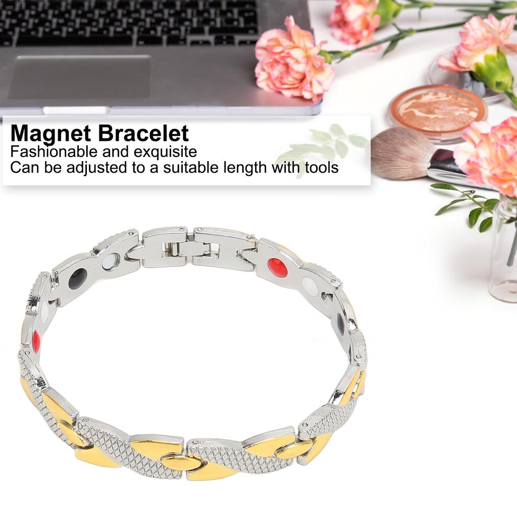 Brățară Magnetică din Oțel Bărbați Femei Elegantă Rafinată Elegantă Brățară Terapie Magnetică Bijuterie Cadou(Aur de argint )