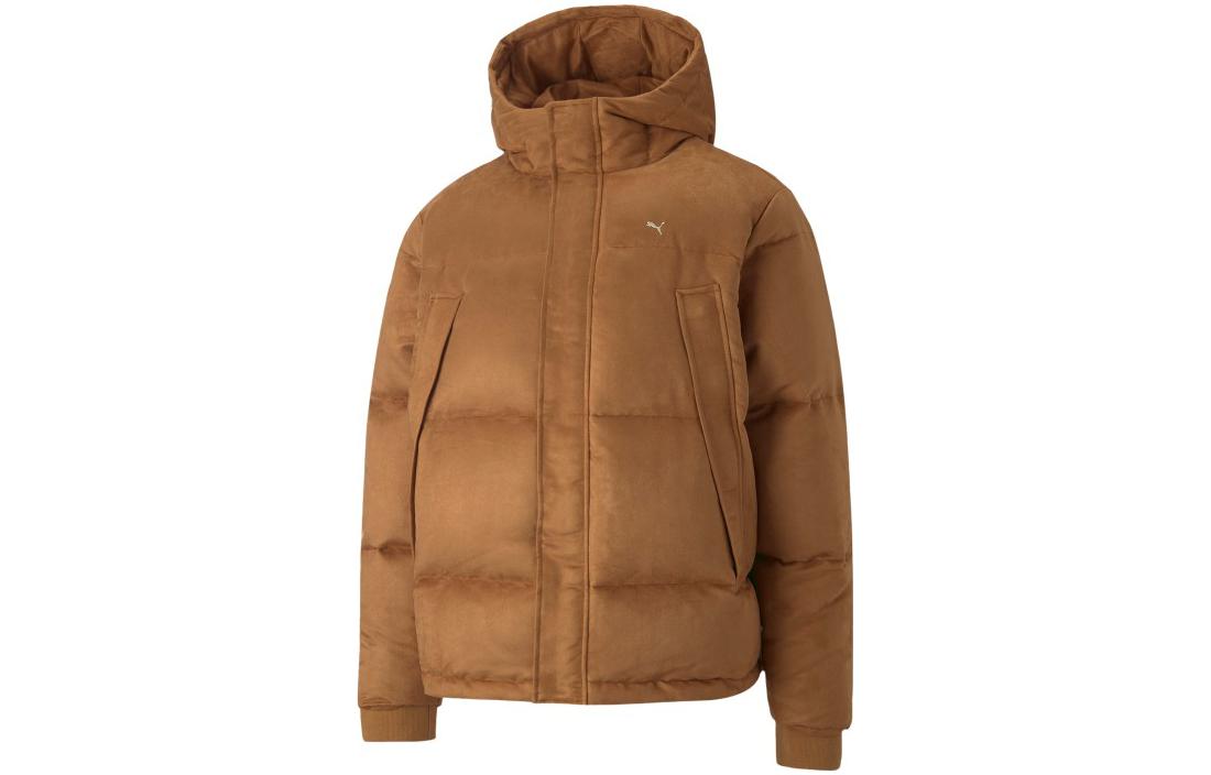PUMA MMQ Down Jackets Unisex Earth Yellow Hooded Thickened Puffer Jacket 535786-74 XS