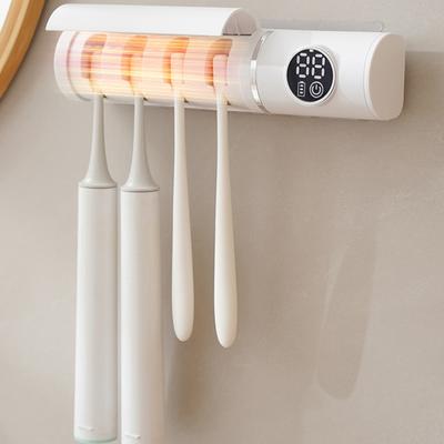 UV Toothbrush Sanitizer LCD Display 4 Slots USB Rechargeable Bathroom Wall