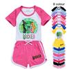 Kids Girls Witch Print Short Sleeves T-Shirt Shorts Pants Sport Clothes Set