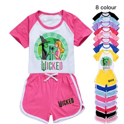 Kinderen Meisjes Heks Print Korte Mouwen T-shirt Korte Broek Sportkleding Set