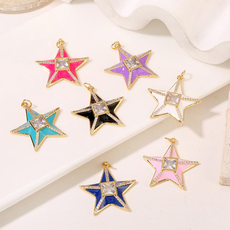 

DIY Handmade Zircon 3D Star Pendant Necklace & Earring Set темно-синий