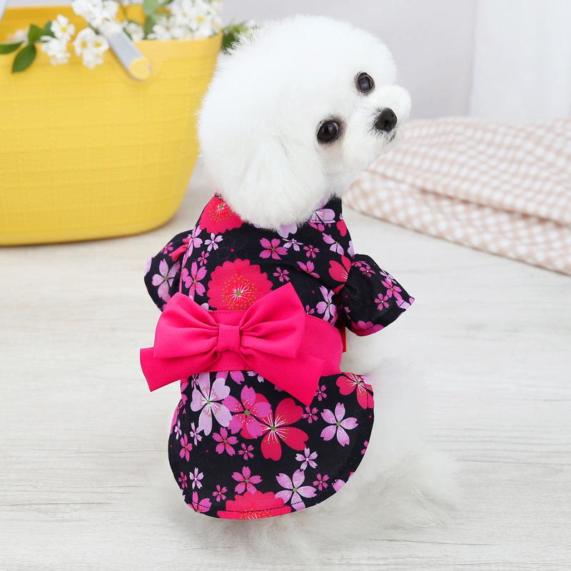 

Домашняя кошка собака одежда Тедди померанский шпиц шнауцер летний тонкий принцесса жилет кимоно XL чёрный