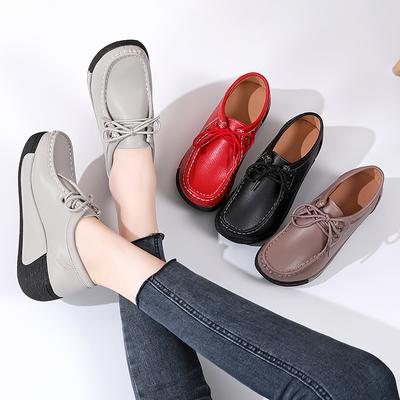 Mocasines de mujer, zapatos de moda, mocasines de cuero, versión coreana, zapatos aumentados