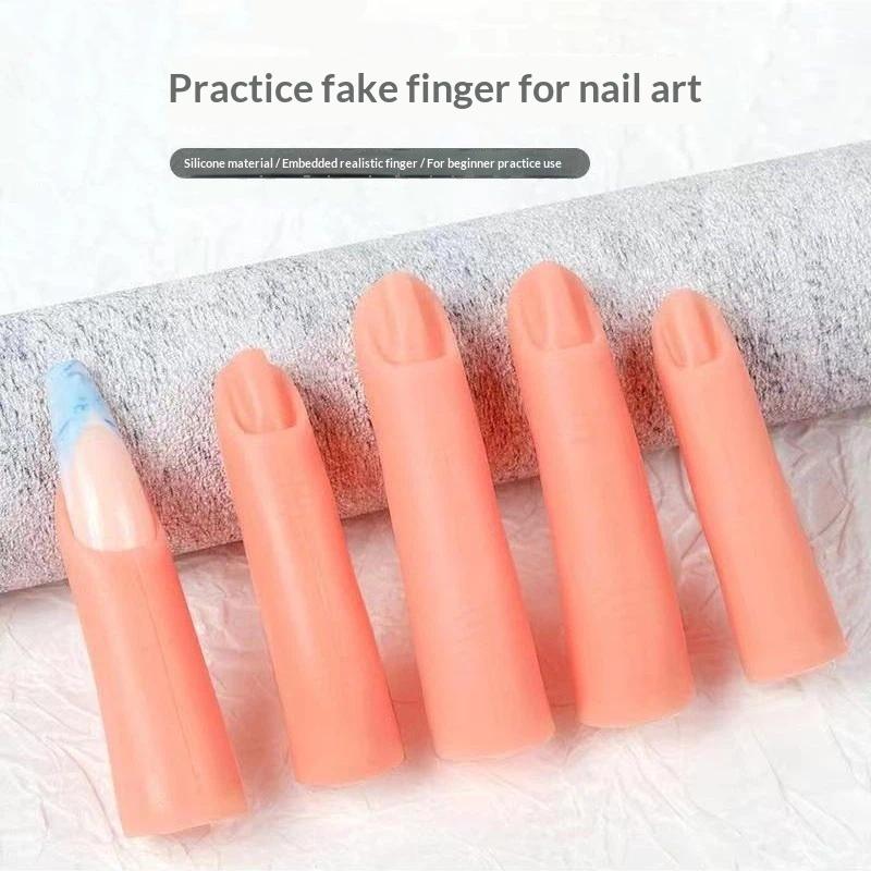 5 stk Neglekunst Silikone Øvefinger Sæt Magnetisk/Ikke-Magnetisk Negleforlængelse Træning, Neglespidser Design Øveværktøj