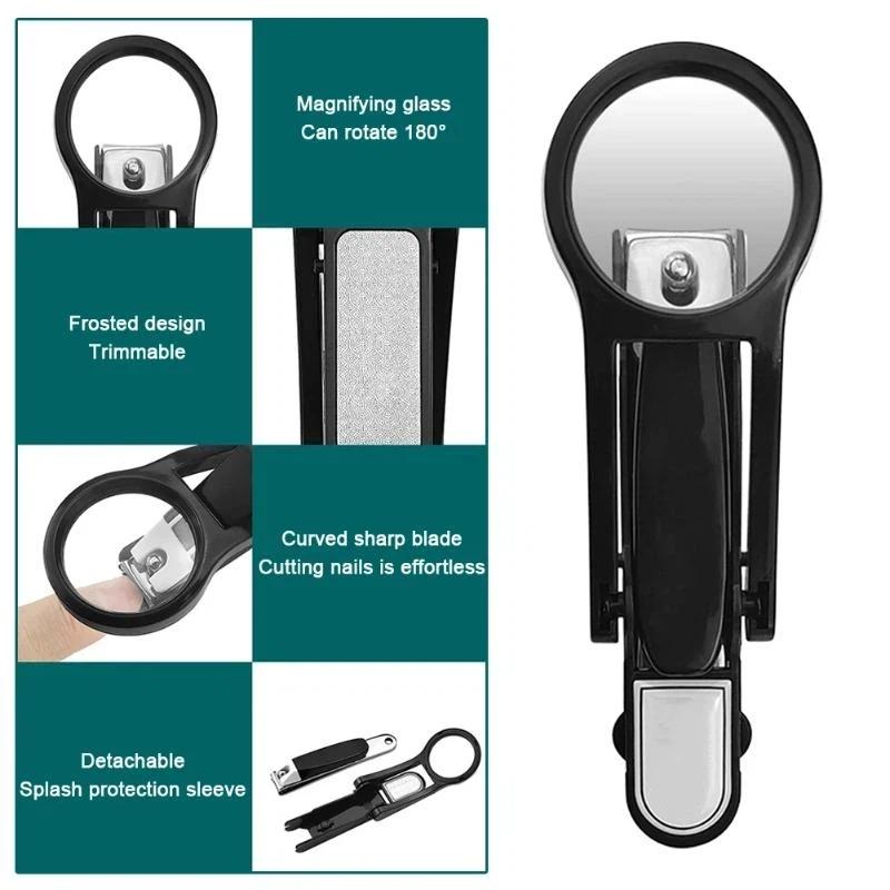 1Pcs Anti-Splash Precise Cutting Nail Trimming Tool Nail Clipper With Magnifying Glass Stainless Steel Elderly Nail Clippers